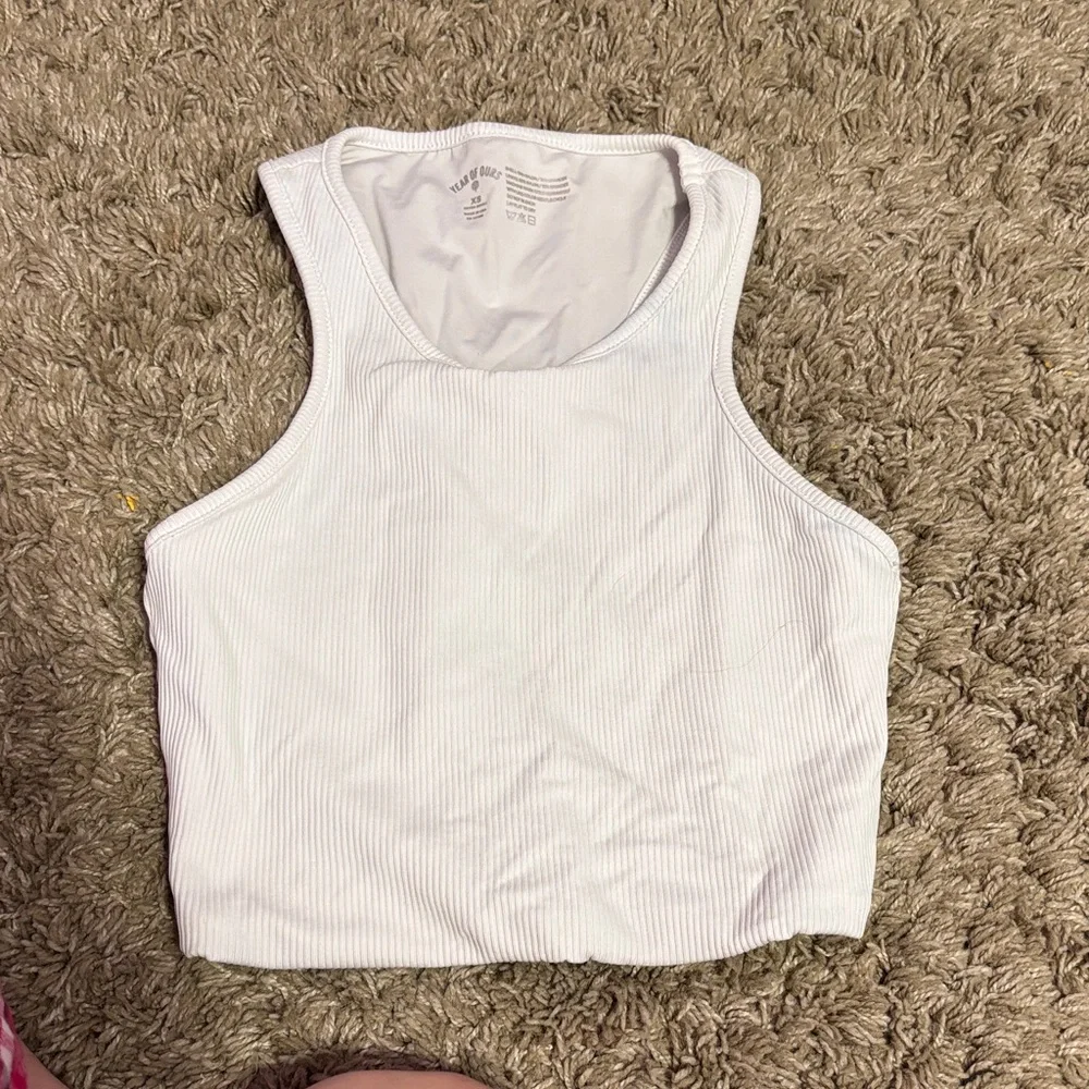 Racer Crop Tank in White - Picture 3 of 5